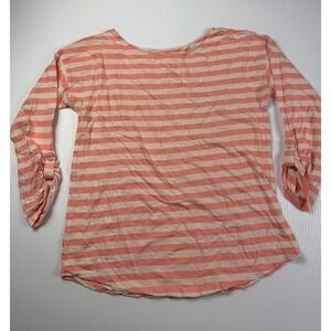 Ann Taylor LOFT Striped Roll-Tab Sleeve Top Casual Everyday‎ Blouse M